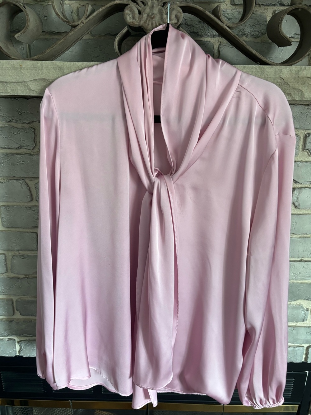 Women's Pink Bow-Neck Blouse